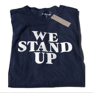 🆕J Crew We Stand Up Graphic T-Shirts Made in USA Blue New NWT